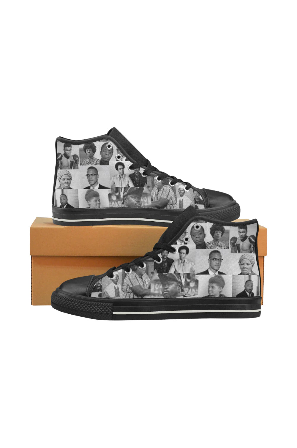Power to the People All-Stars black hi-top sneakers by Soul Seed Apparel
