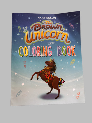 Coloring book titled 'Brown Unicorn' by Akim Wilson
