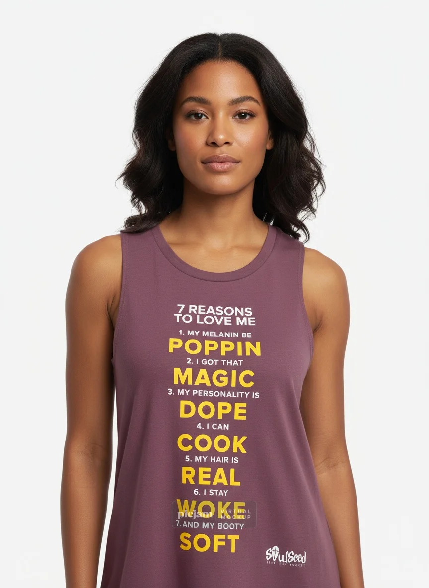 Self-affirmation muscle tank for women - African American cultural pride apparel promoting self-worth and confidence