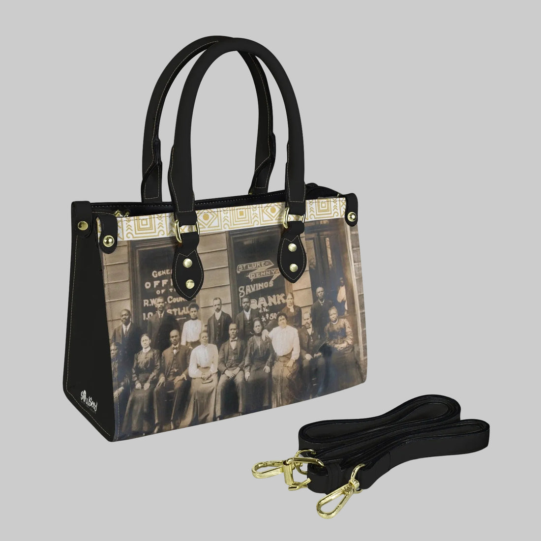 Black Wall Sreet Handbag with detachable strap