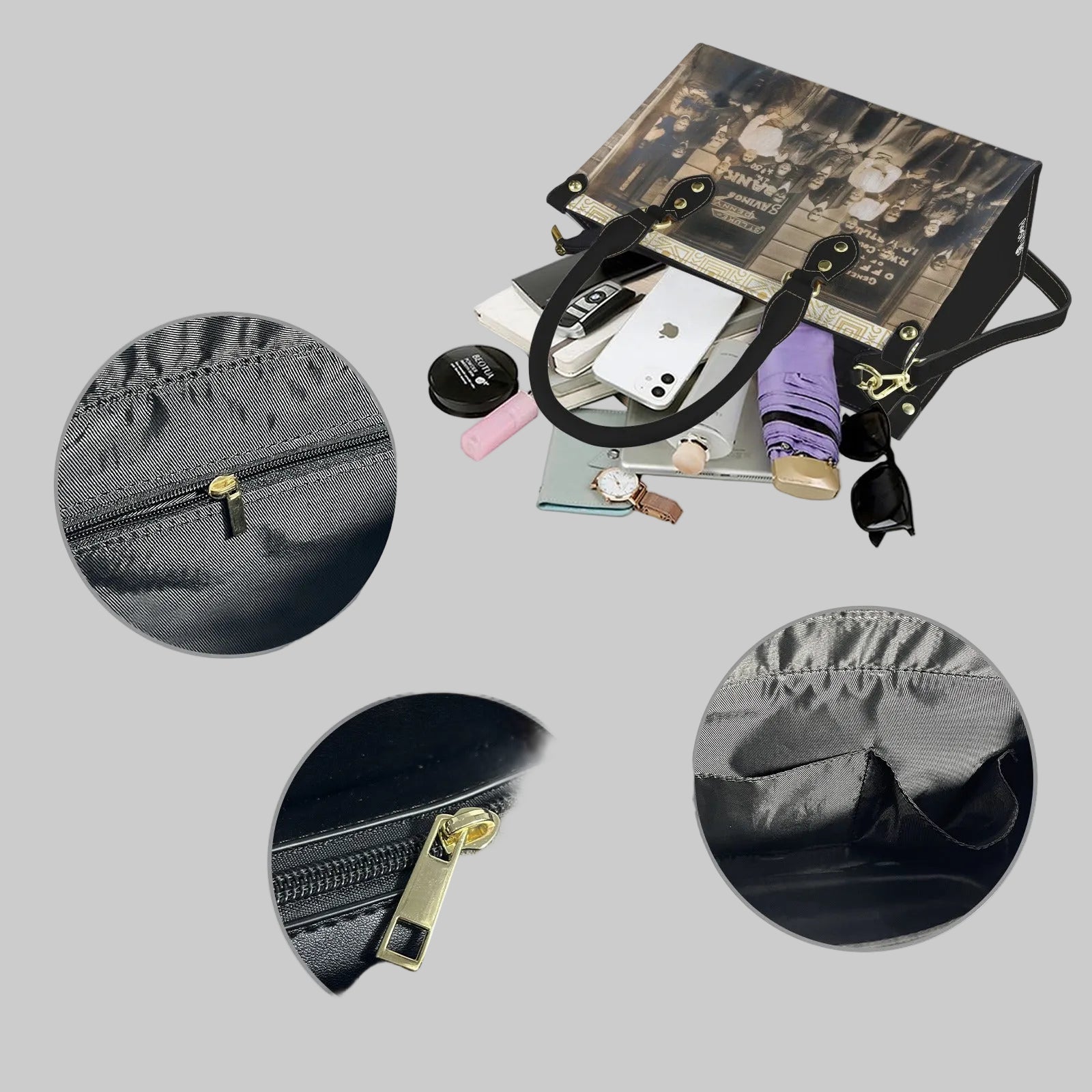 Black Wall Street Handbag, interior and details 