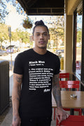 Black men's pride clothing - Definition of a Black Man tee redefining masculinity, resilience, and cultural excellence