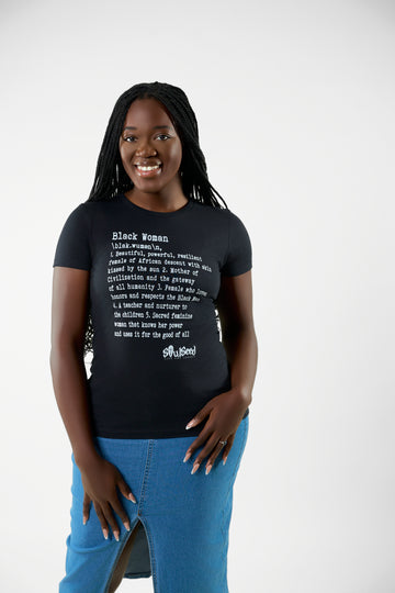 Definition of a Black Woman t-shirt celebrating Black femininity and strength - African American women's empowerment apparel by SoulSeed"