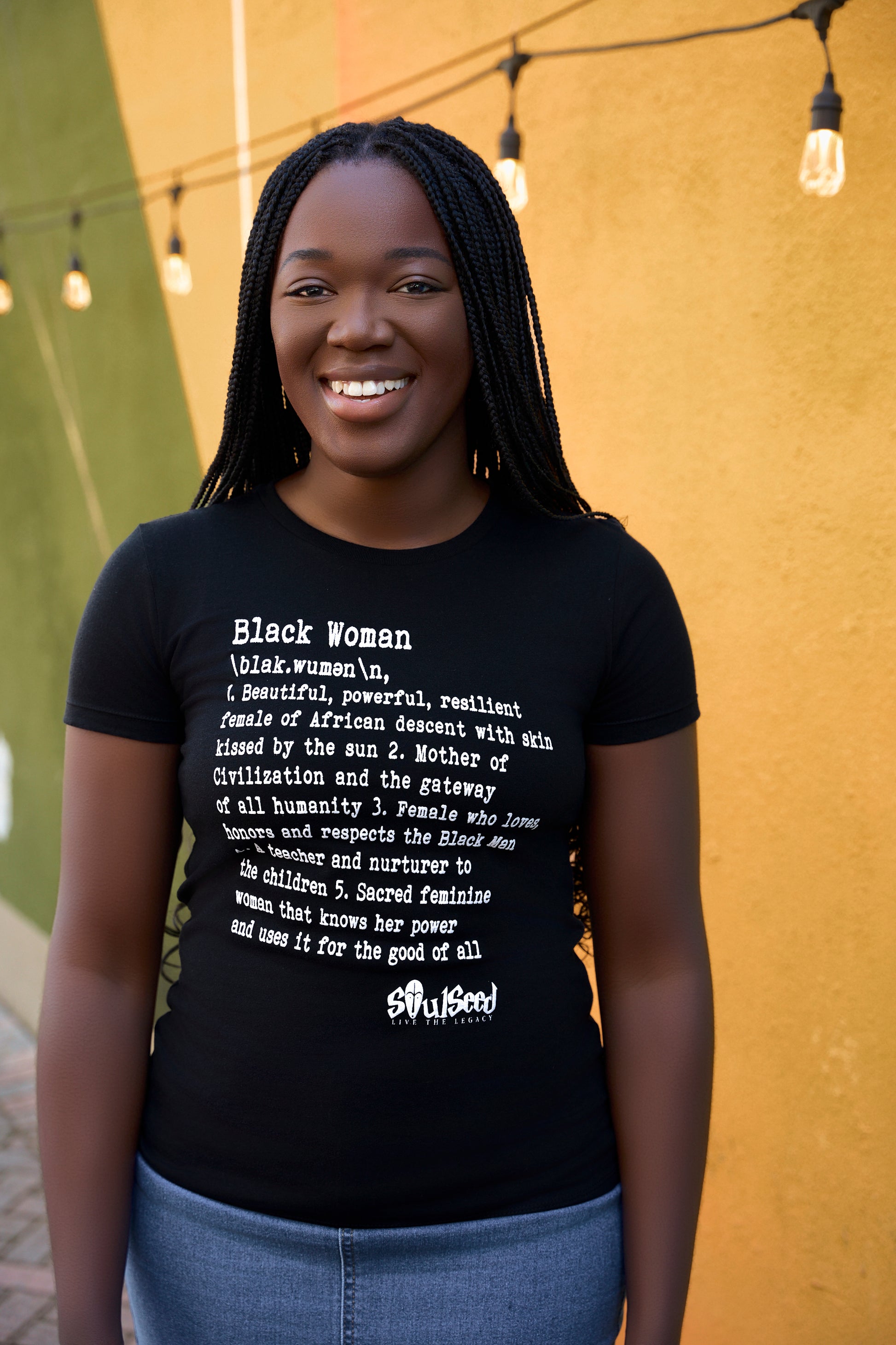 Empowerment shirt for Black women with Definition design - cultural pride apparel honoring African American womanhood"