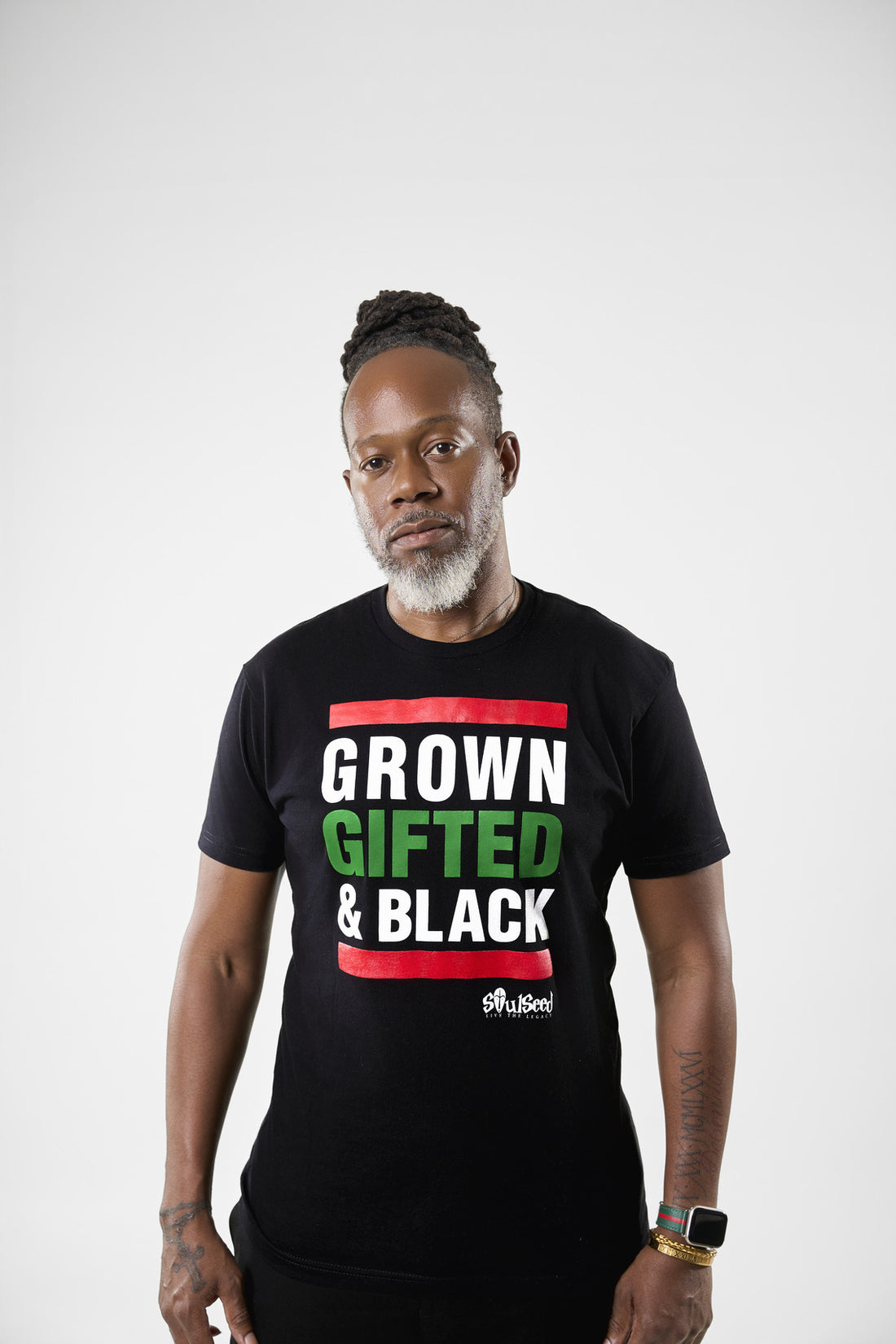 Black excellence streetwear - Grown Gifted and Black tee celebrating wisdom, maturity, and cultural heritage