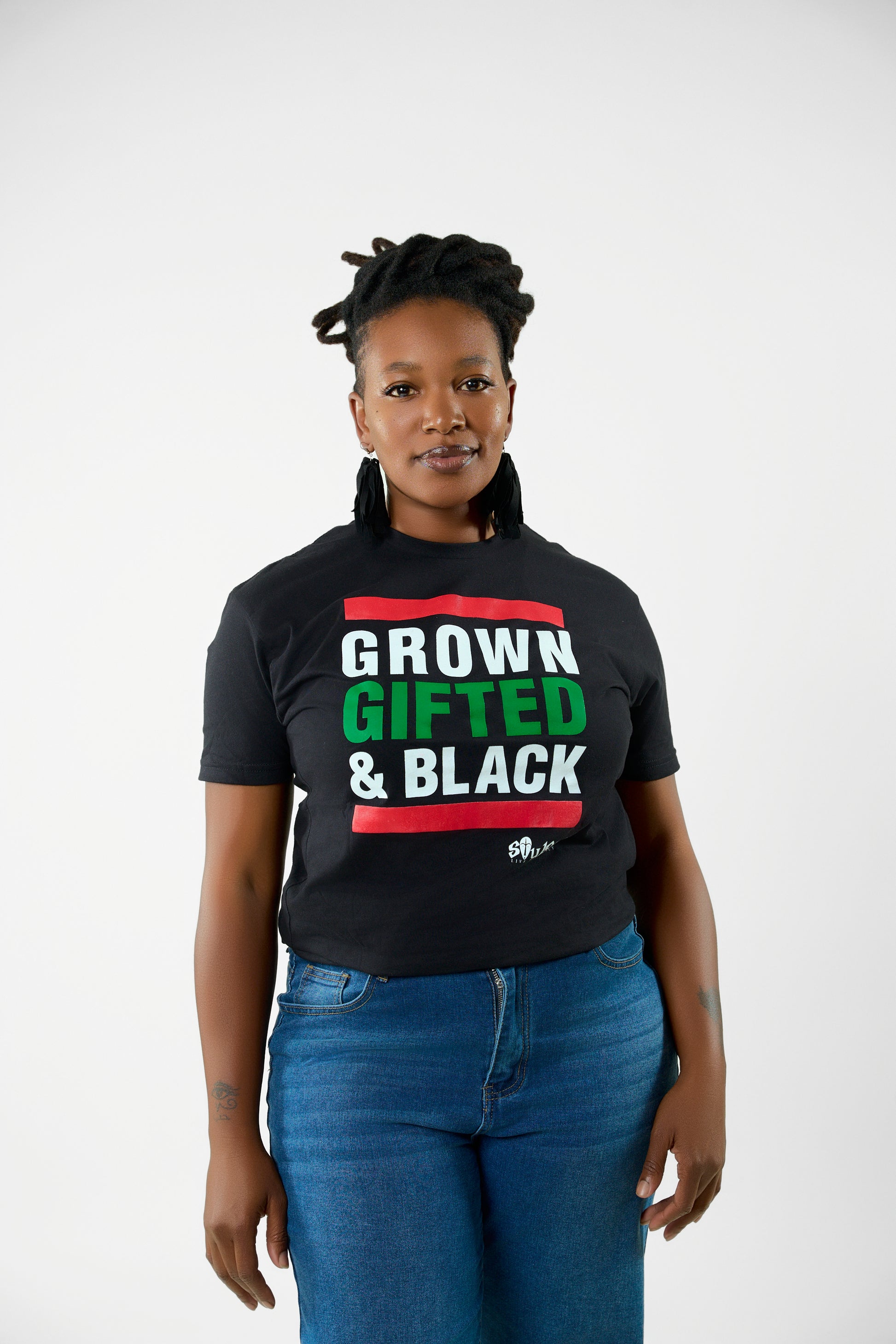 Premium cotton Grown Gifted and Black shirt - adult Black pride apparel honoring growth and achievement