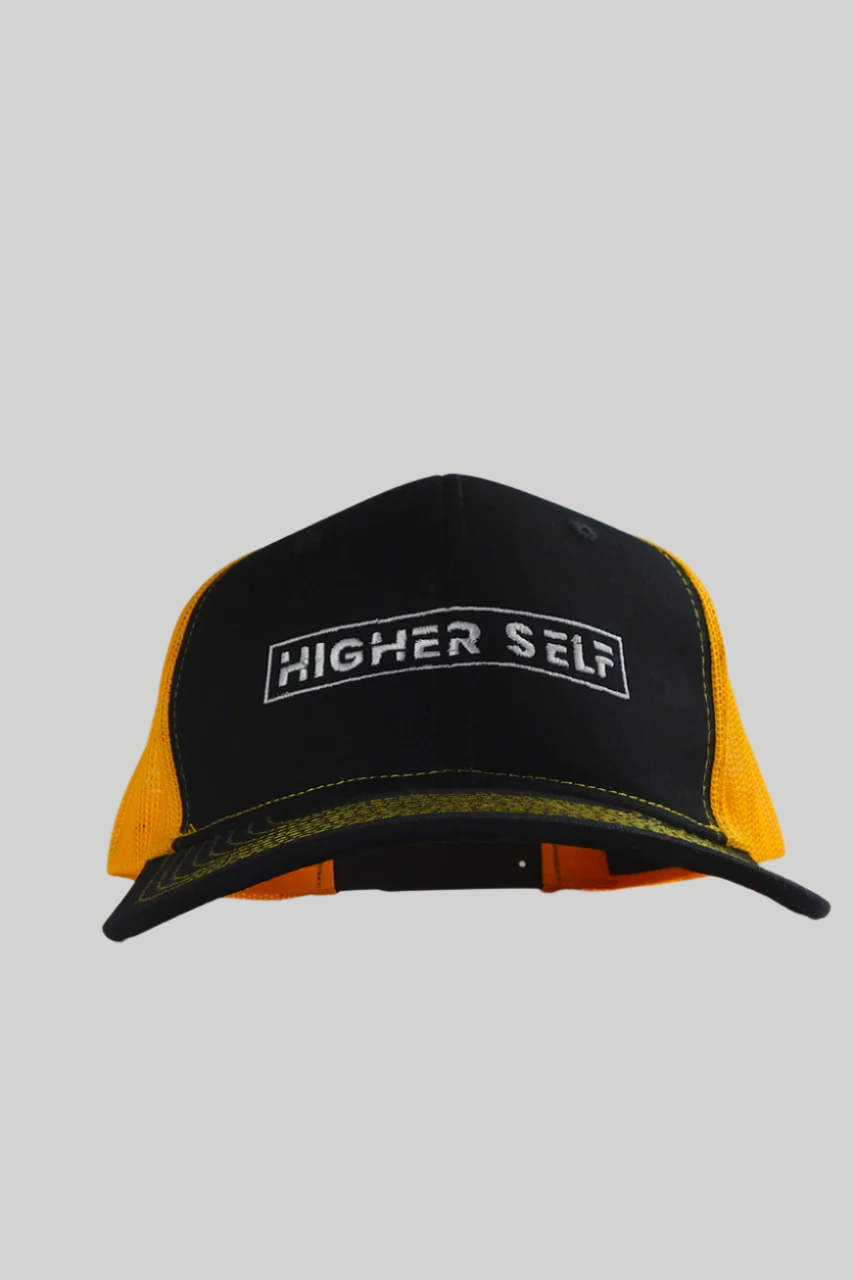 Higher Self Trucker Hat Yellow, Front 