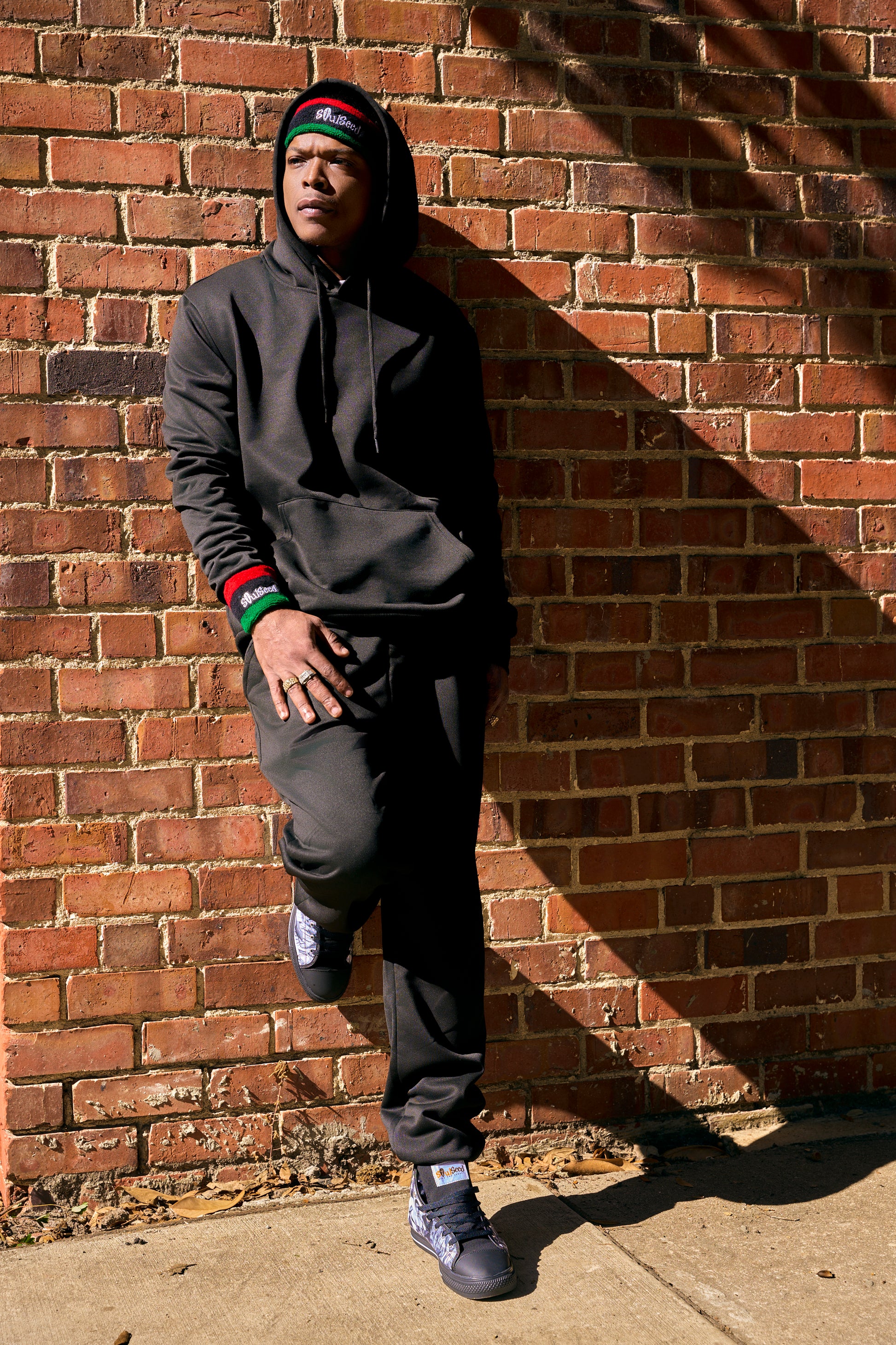 Red black green RBG headband and wristband set with Pan-African colors - African American fitness accessories by SoulSeed