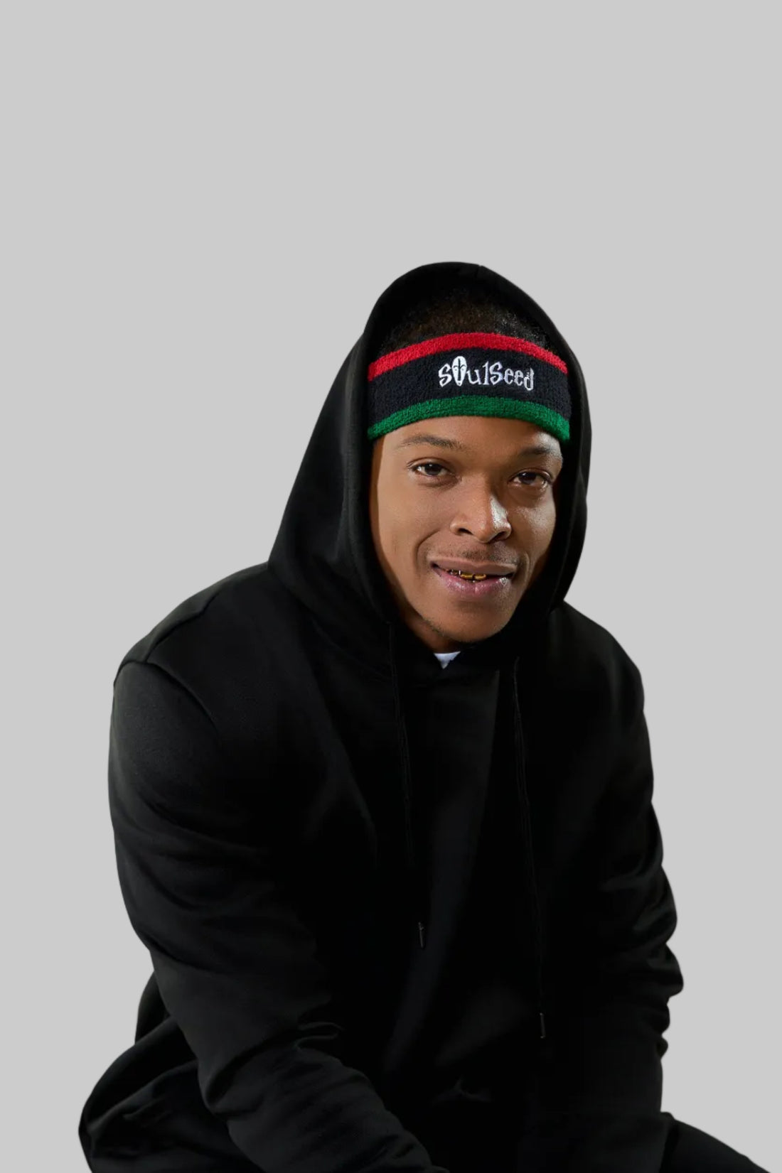 Red black green RBG headband and wristband set, Model 