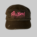 Branded Distressed Military Style Hat, Olve and Green