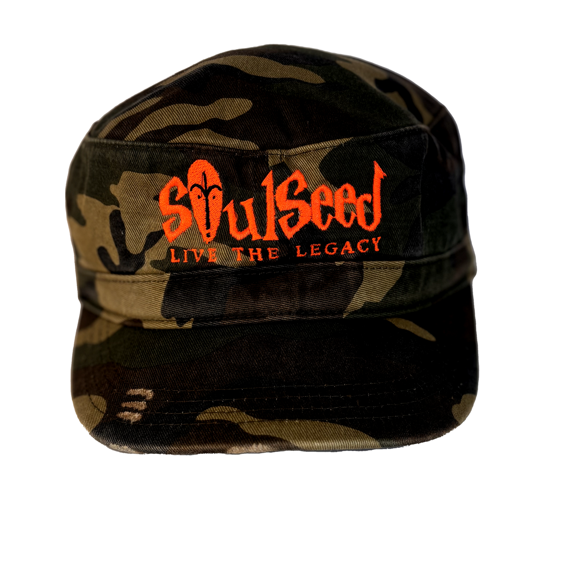SoulSeed Live the Legacy distressed military hat with embroidered logo - vintage Black pride cap by SoulSeed Apparel