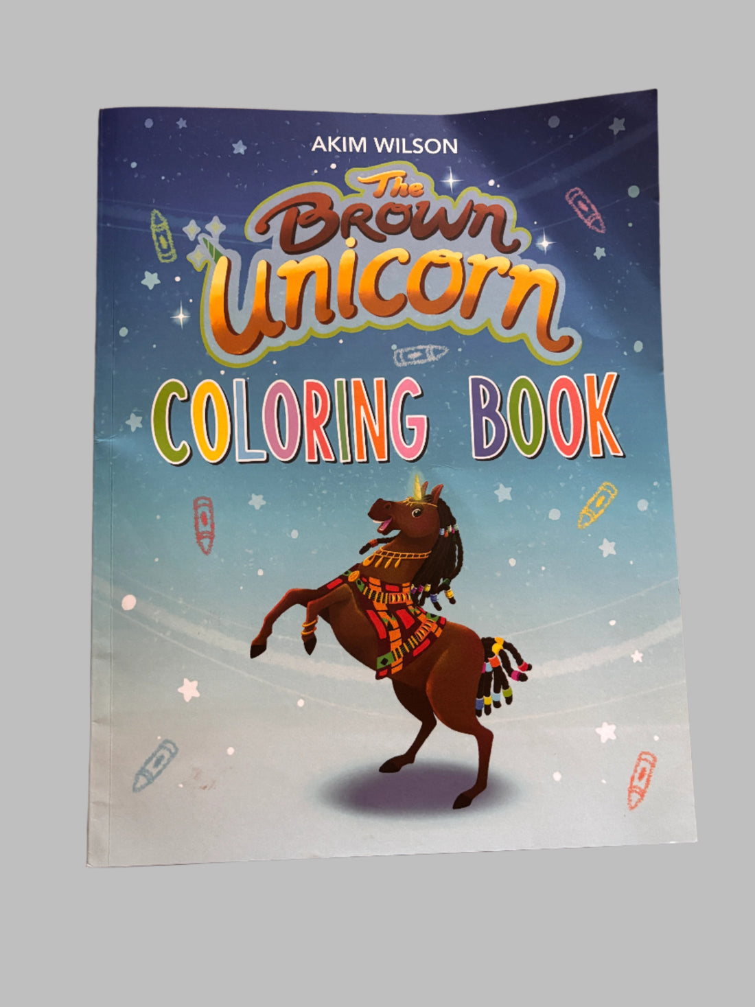 Coloring book titled 'Brown Unicorn' by Akim Wilson 