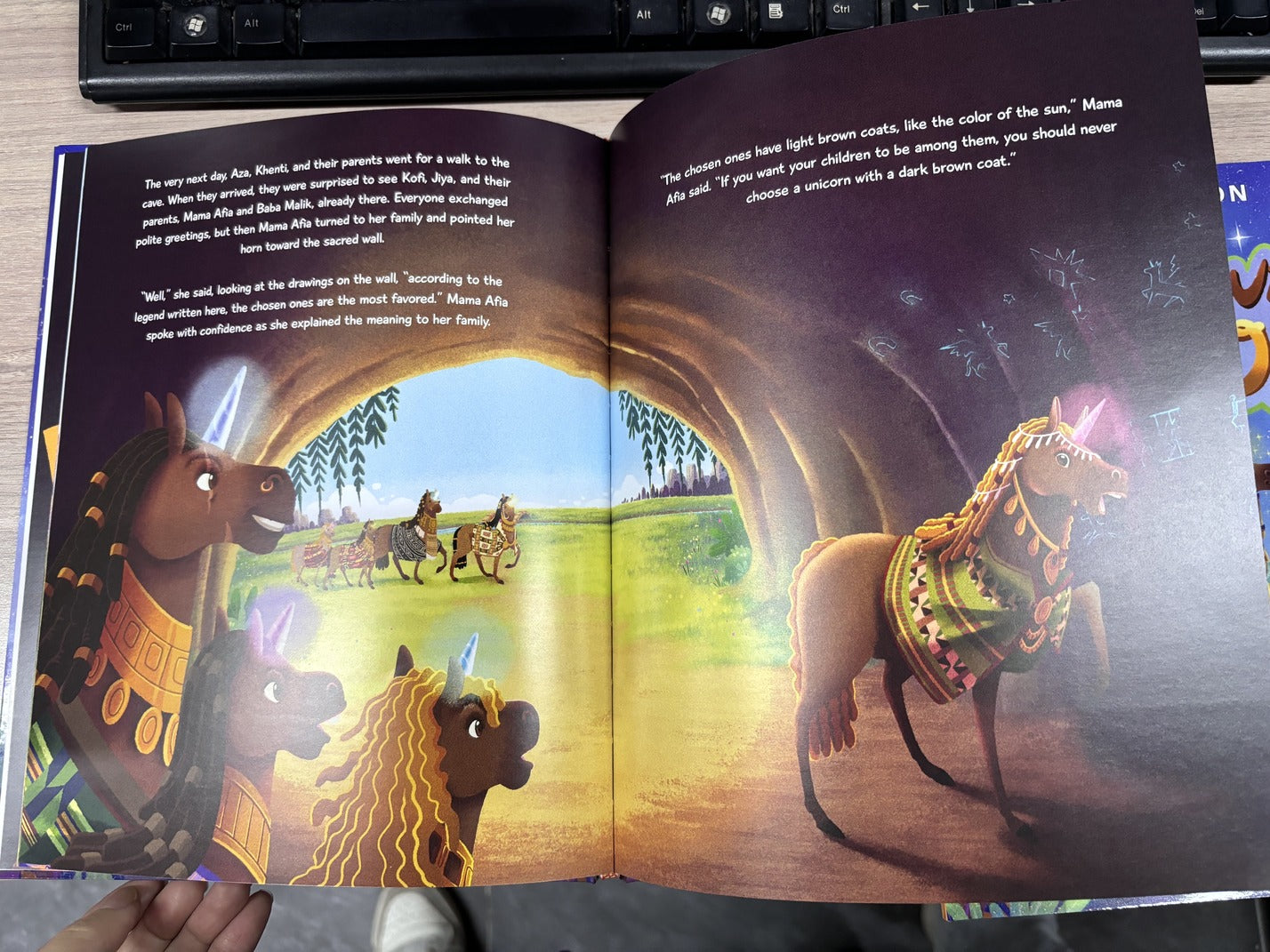 The Brown Unicorn book pages showing empowering story for melaninated children