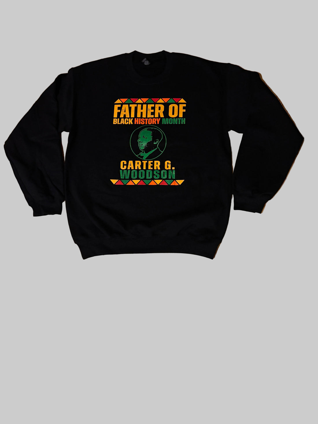 Carter G. Woodson Black History Month sweatshirt featuring portrait and heritage design by SoulSeed Apparel