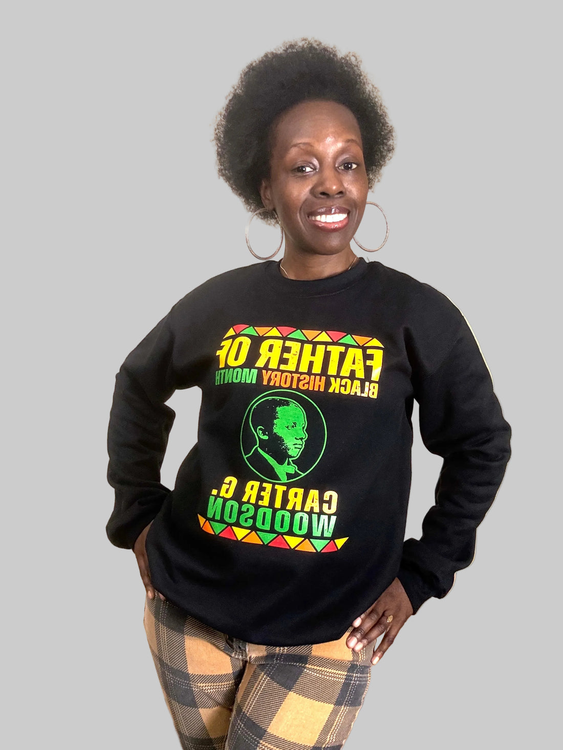 Carter G. Woodson Black History Month sweatshirt featuring portrait and heritage design by SoulSeed Apparel